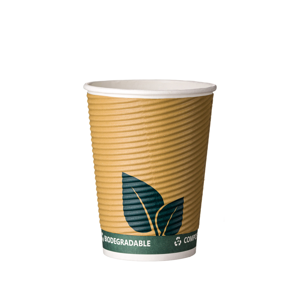 34-004.jpg ΠΟΤΗΡΙ ΧΑΡΤΙΝΟ WATERBASED RIPPLE WALL"GREEN LEAF" 8oz (20 x 25pcs) - Image 1