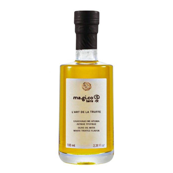 Φιάλη 100ml ελαιόλαδο με άρωμα λευκής τρούφας ma.gi.co terra – Olive oil with white truffle flavor